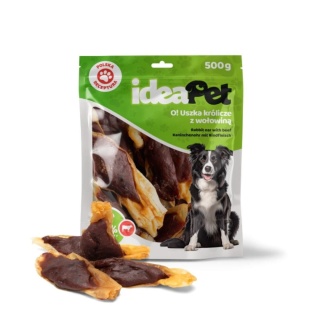 ideaPet Przysmak dla psa - Uszka królicze z wołowiną 500g